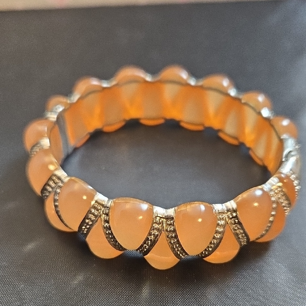 Angelique de Paris 925 Sterling Silver Peach 925 Silver Women's Hinged Bracelet.